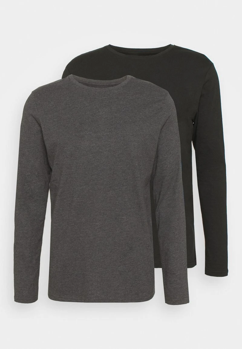 Pier One 2 PACK - Langarmshirt - Dark Grey/black 7 Pier One 2 PACK - Langarmshirt - Dark Grey/black - Image 5