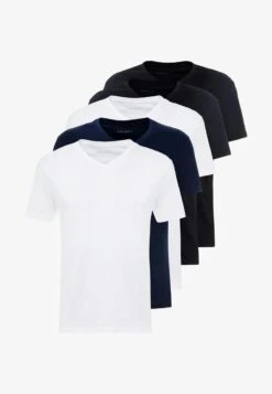 Pier One 5 PACK - T-Shirt Basic - White/blue/black -Pier One Verkaufsgeschäft 2819a515ceaa41a7b996144dea7390c3