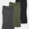 Pier One 3 PACK - Unterhemd/-shirt - Black/khaki/mottled Dark Grey -Pier One Verkaufsgeschäft dcdf4f7f98684599b47537ac7ea160f4
